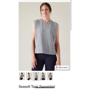 Athleta Seasoft Tank Sweatshirt Gray Padded Shoulder Sleeveless Women's M